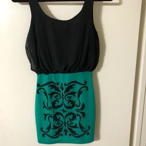 Little Black and Green Party Dress